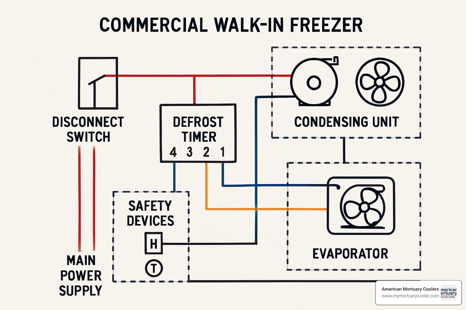 Don't Get Your Wires Crossed! Walk-In Freezer Wiring Guide - American Mortuary Coolers & Equipments Don't Get Your Wires Crossed! Walk-In Freezer Wiring Guide - American Mortuary Coolers & Equipments